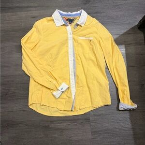 Tommy Hilfiger Yellow Button-Up Shirt with White Accents